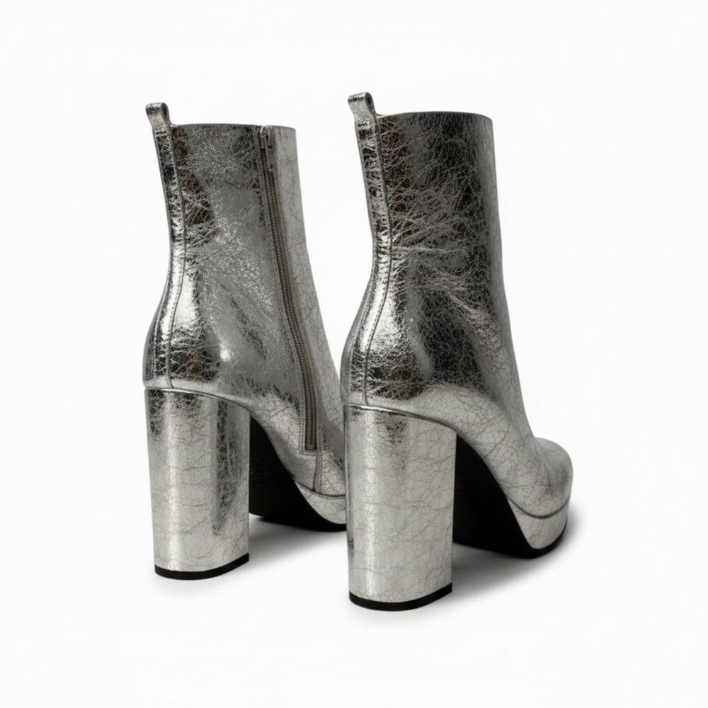 REPORT Joaquin Silver Metallic Platform Boots Women's Chunky Block Heel Sz 10 - Picture 6 of 9